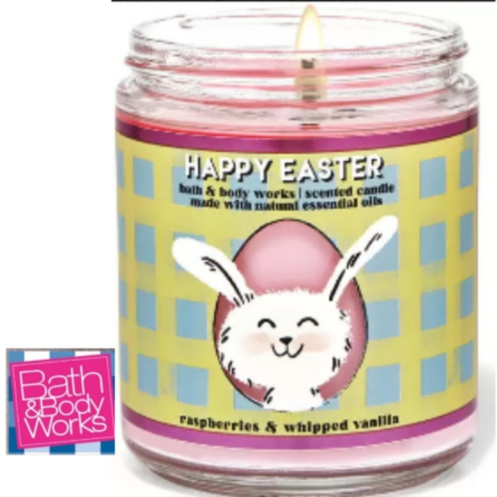 Bath Body Works Easter Raspberries and Whipped Vanilla single wick candle